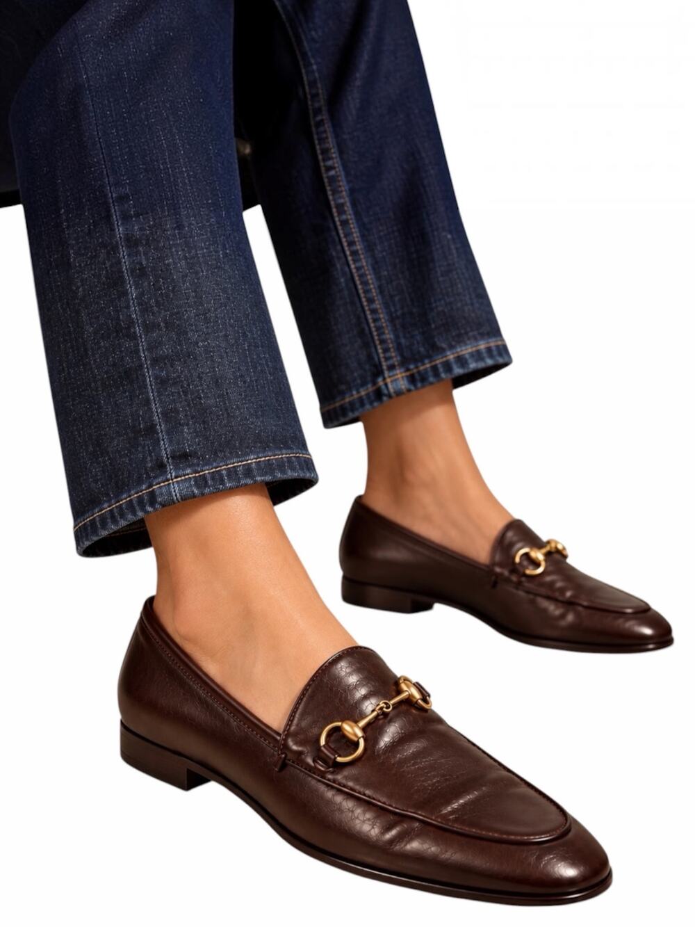 Gucci Jordaan Horsebit Slip On Leather Loafer Dark Brown Size 40.5